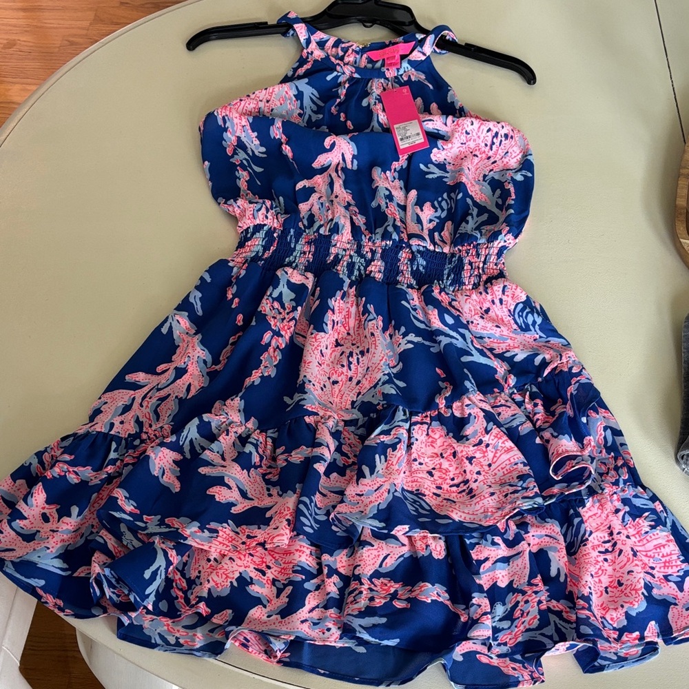 NEW Lilly Pulitzer Blue Dress with Pink Coral Print